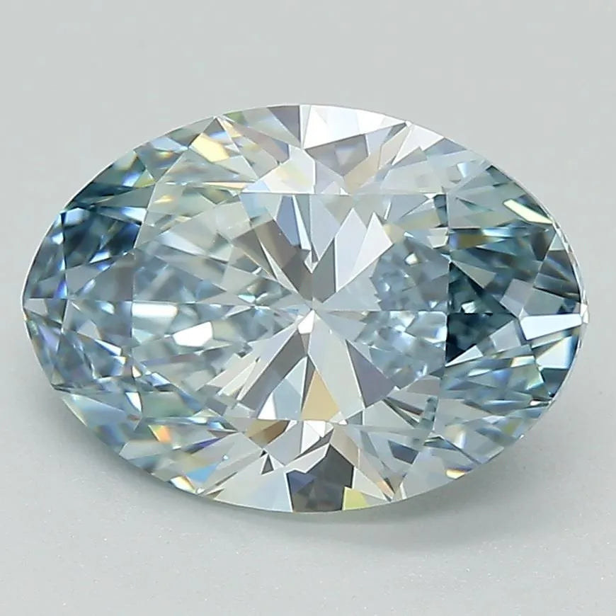 3.00ct Oval Lab Grown Diamond (Colour Fancy Intense Blue, Clarity VVS1, Cut GD, IGI Certified)