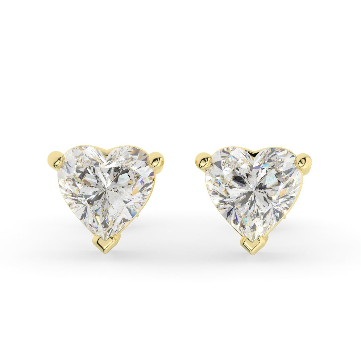 Heart Lab Grown Diamond Stud Earrings in 18K Gold | D-F VS Very Good Cut