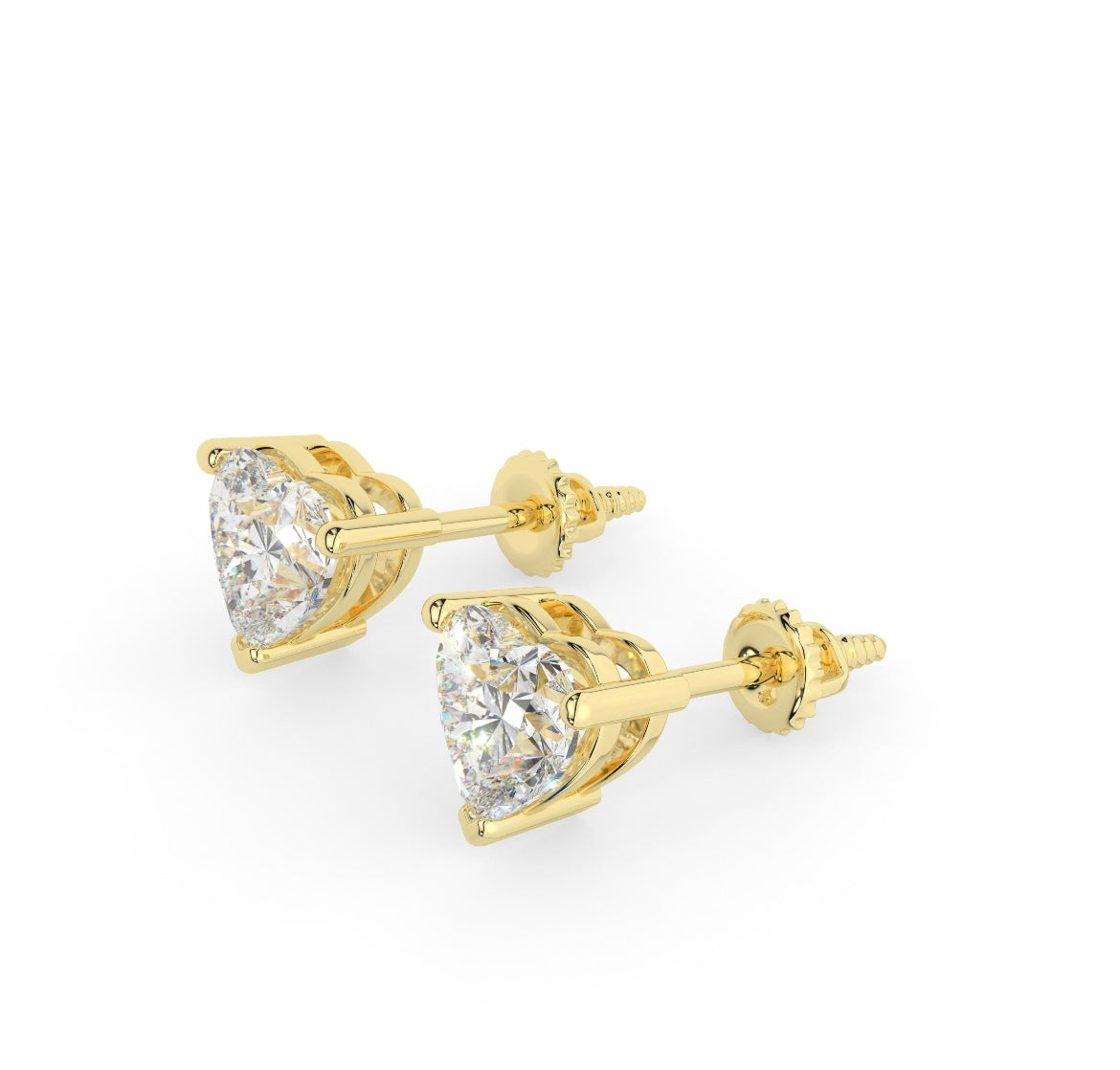 Heart Lab Grown Diamond Stud Earrings in 18K Gold | D-F VS Very Good Cut