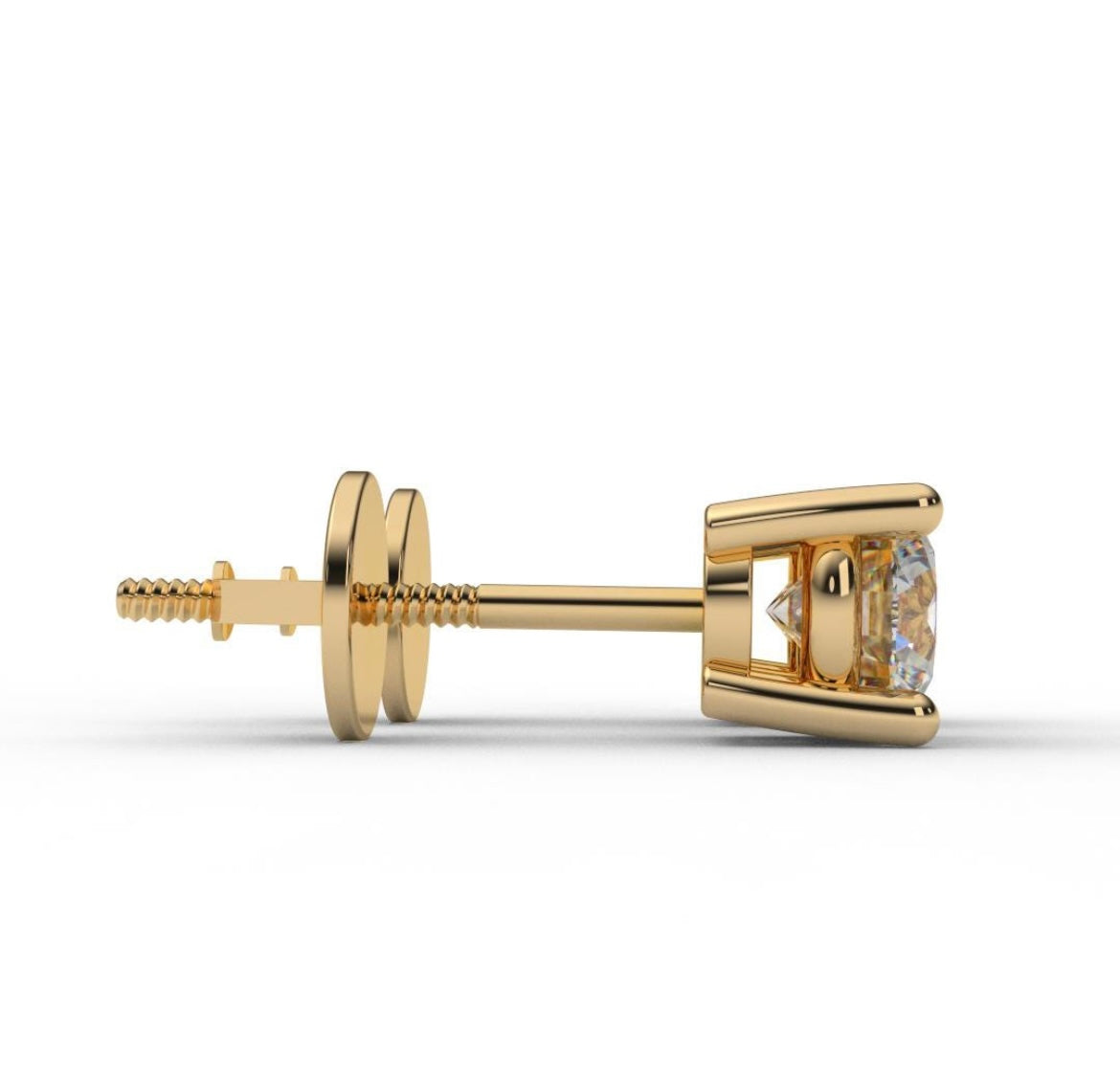 Round Lab Grown Diamond Stud Earrings in 18K Gold | D-F VS Very Good Cut