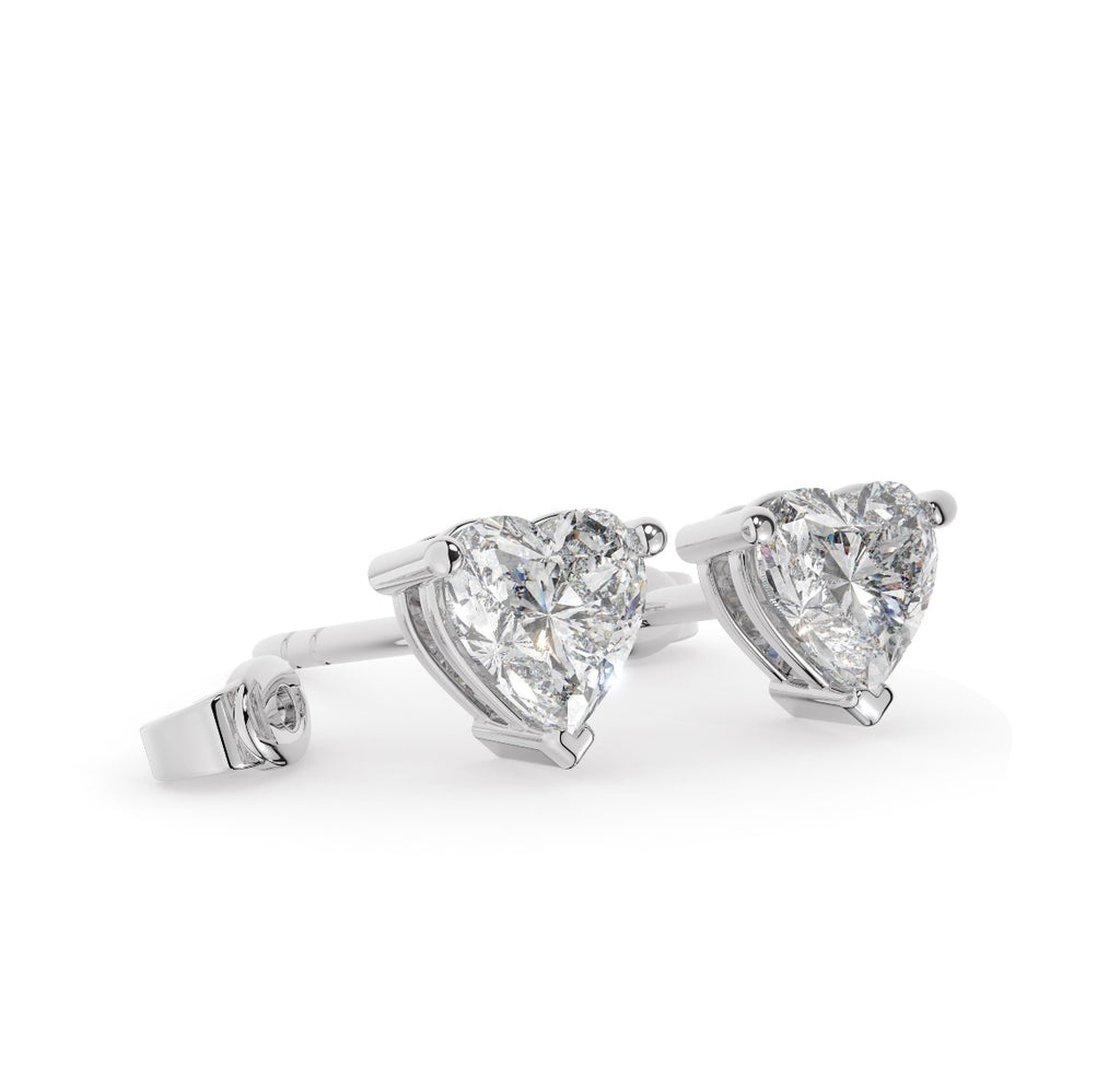 Heart Lab Grown Diamond Stud Earrings in 18K Gold | D-F VS Very Good Cut
