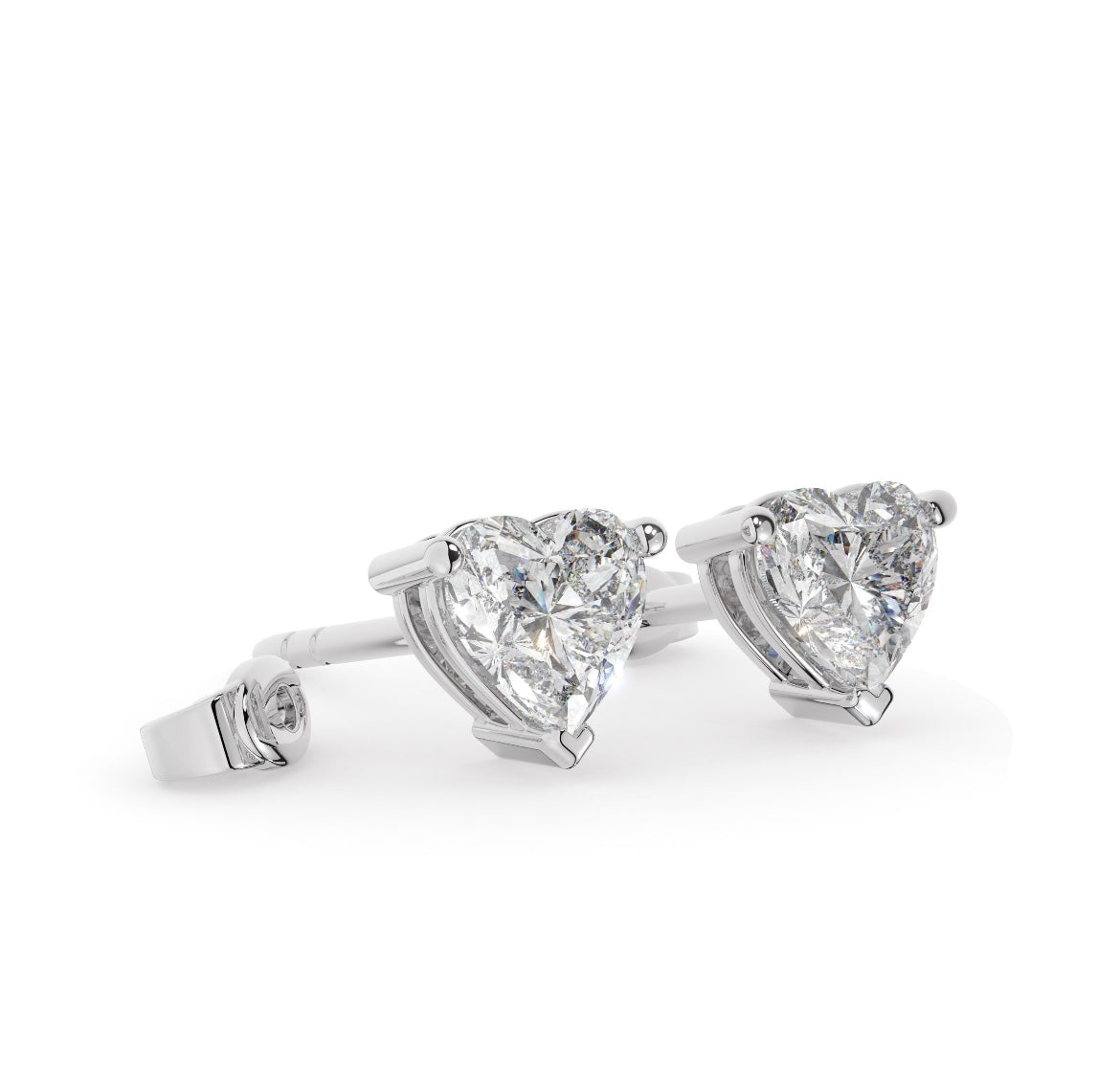 Heart Lab Grown Diamond Stud Earrings in 18K Gold | D-F VS Very Good Cut