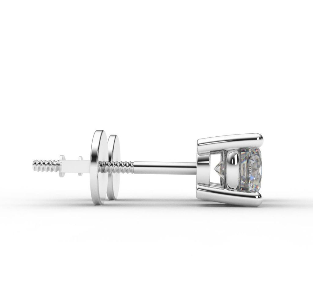 Round Lab Grown Diamond Stud Earrings in 18K Gold | D-F VS Very Good Cut