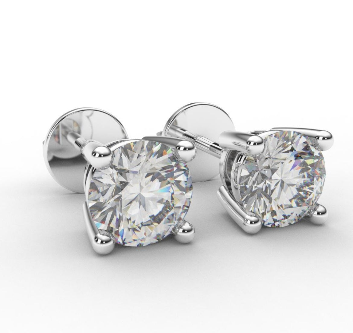 Round Lab Grown Diamond Stud Earrings in 18K Gold | D-F VS Very Good Cut