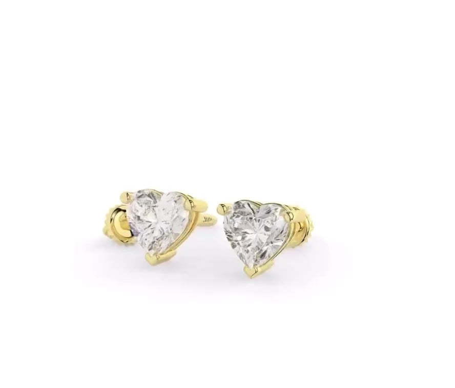 Heart Lab Grown Diamond Stud Earrings in 18K Gold | D-F VS Very Good Cut